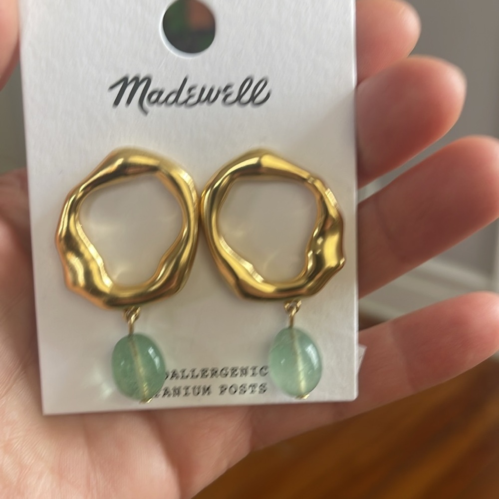 Madewell Goldplated Freshwater Pearl Front-Facing Hoop Earrings.new